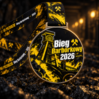 Medal Biegu Barbórkowego w kopalnianym tunelu.png